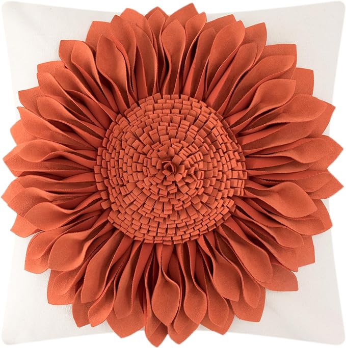 OiseauVoler Fall 3D Sunflower Throw Pillow Cover Decorative Handmade Pillowcase by OiseauVoler