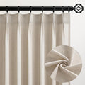 96 Inches Long Pleated Sheer Curtains, Oatmeal Linen Blended Light Filtering by Topfinel