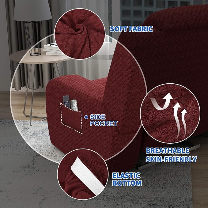 MAXIJIN Oversized Recliner Covers That Stay in Place 4 Pieces Stretch Large - Image 4