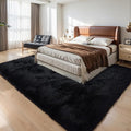 KICHOWUA Thick Area Rug Black Fluffy Shag 6x9 by KICHOWUA