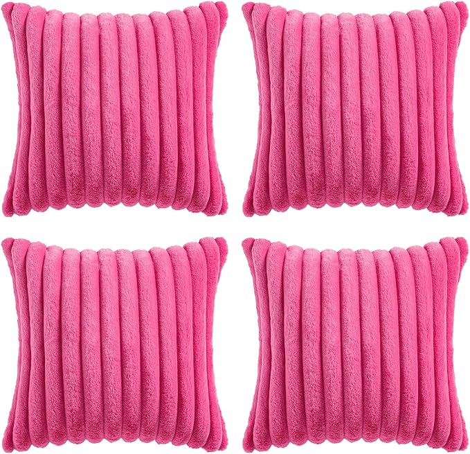 MIULEE Faux Fur Plush Decorative Throw Pillow Covers 18x18 Set of 4, Spring - Image 8