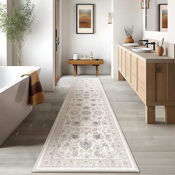 Phantoscope Washable Runner Rug 2'x10' Non-Slip, Vintage Neutral Hallway Rugs - Image 6