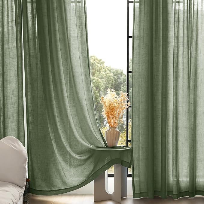 Olive Green Curtains 96 inch Length 2 Panels - Image 5