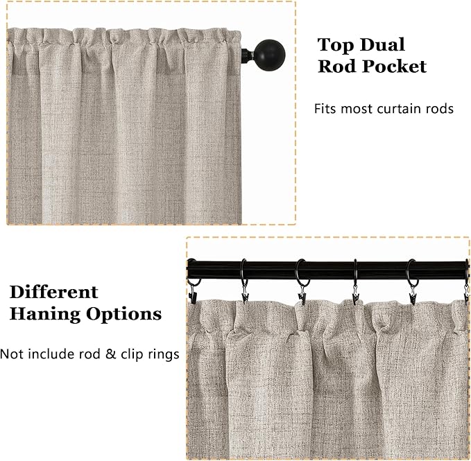OWENIE Linen Valances for Windows 1 Pcs 24 Inch Length, Light Filtering - Image 4