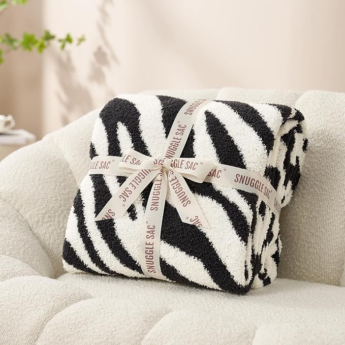Snuggle Sac Zebra Blanket Black Zebra Print Blanket Ultra Soft Reversible Zebra - Image 7