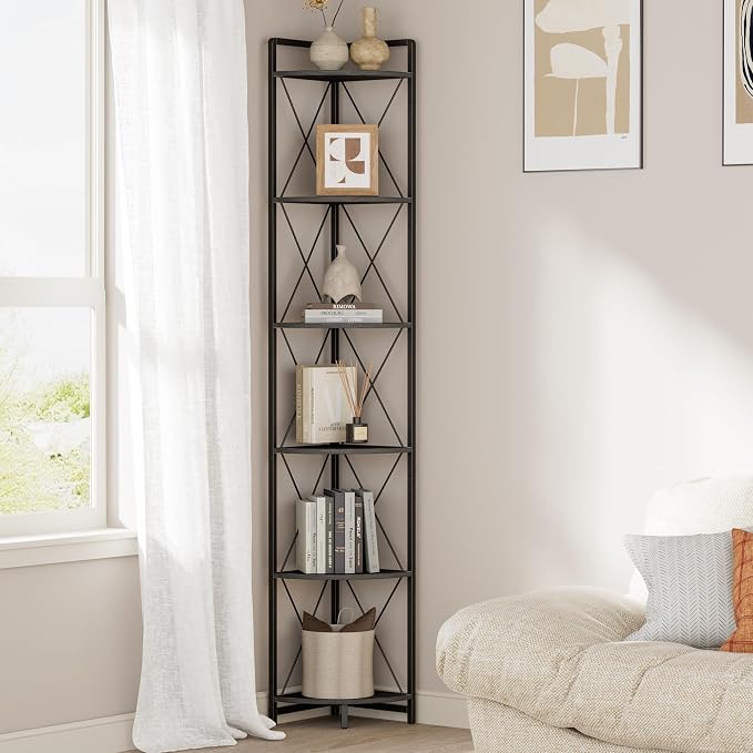6 Tier Corner Shelf Stand, Metal Corner Shelf, Plant Stand Display Shelf by Cerlyunzan