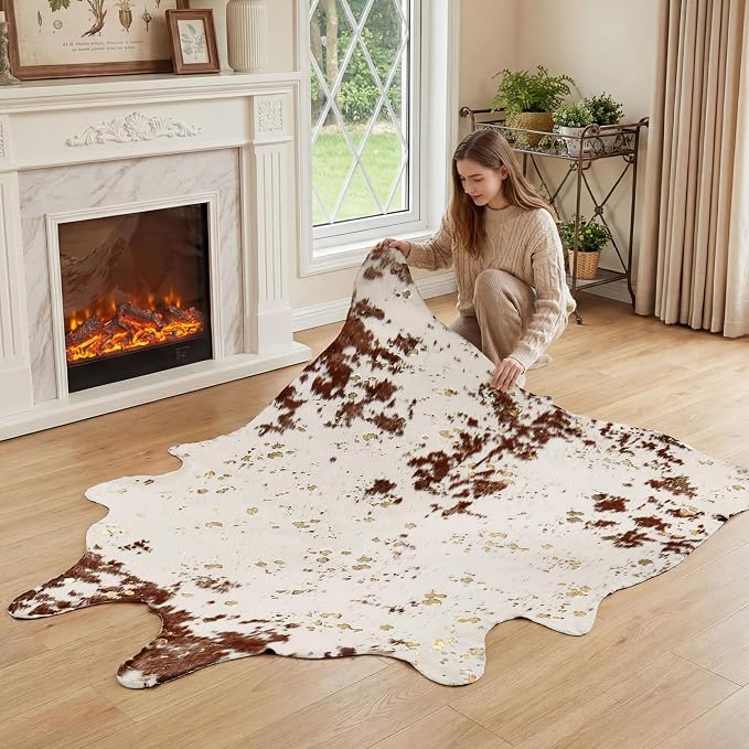 JONIYEAR Large Durable Faux Cowhide Area Rug 4.9 x 6.56 Feet, Premium Cow Print - Image 6