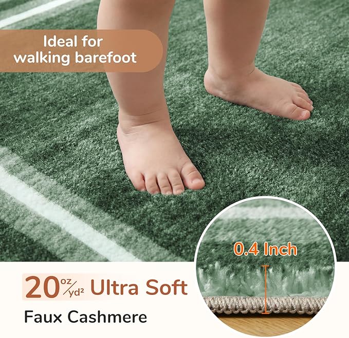 OPPODREAM Border Soft Area Rugs 6x9, Washable Green Rug - Image 2