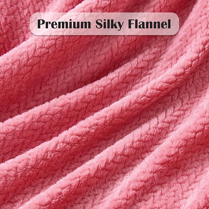 NEWCOSPLAY Super Soft King Blanket Coral Pink Premium Silky Flannel Fleece - Image 5