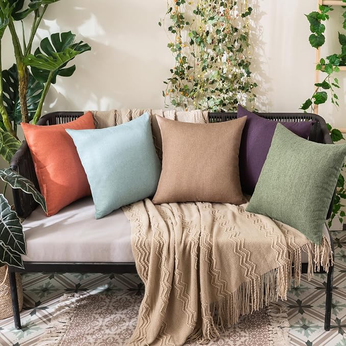 MIULEE Pack of 2 Decorative Outdoor Solid Waterproof Throw Pillow Covers Spring - Image 5