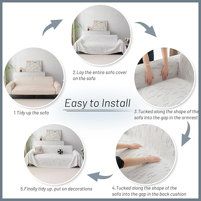 MYSKY HOME Couch Covers for 2 Cushion Couch Sectional Sofa, L Shape Sofa - Image 7