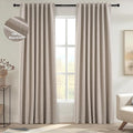 Topfinel 94 Inches Long Taupe Flax Custom Blackout Linen Curtains, Viral Ivory by Topfinel