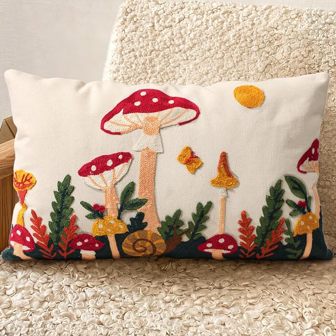 Embroidered Lumbar Pillow Cover 20x12 Inch by Kokaaee