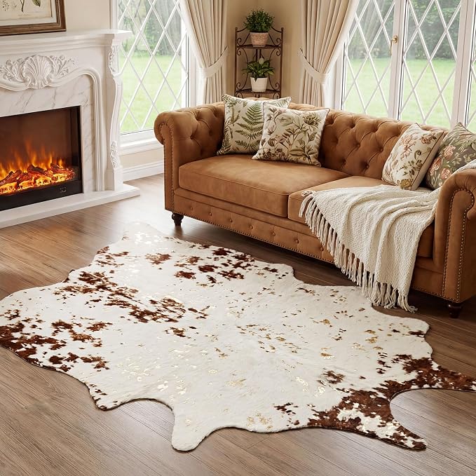 JONIYEAR Large Durable Faux Cowhide Area Rug 4.9 x 6.56 Feet, Premium Cow Print by JONIYEAR-SoftLuxury