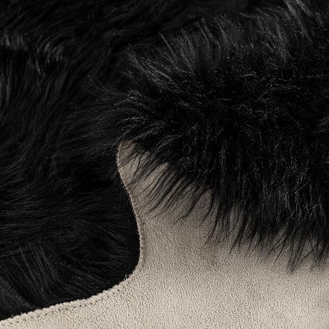 Black Bear Rug Faux Cowhide Rug Animal Print Area Rug Faux Sheepskin Fur Carpet - Image 8