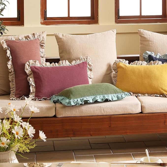 patdrea Shabby Chic Green Decorative Throw Pillow Covers 12x20 Set of 2 - Image 7