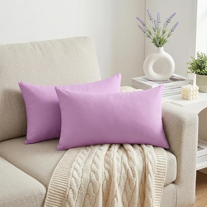 Thmyo 4-Pack 100% Cotton Lumbar Comfortable Solid Decorative Throw Pillow Case - Image 3