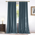 NICETOWN Slate Blue Velvet Curtains 10 ft Long 2 Panels, Energy Saving Light by NICETOWN