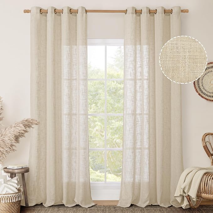 LAMIT Linen Sheer Curtains 95 inch - Image 2