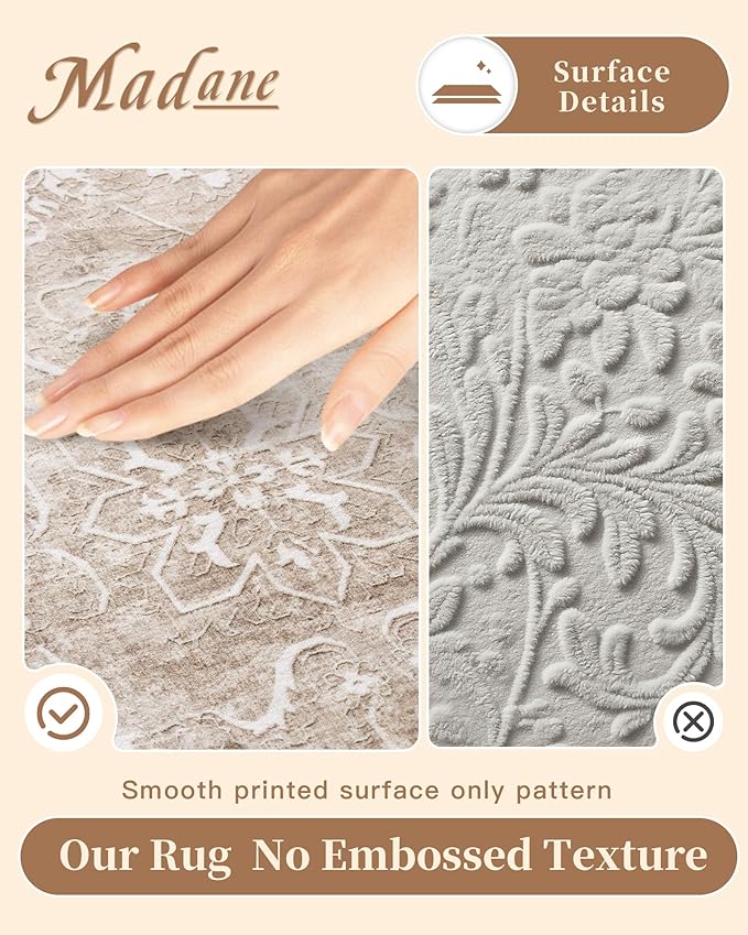 Madane Washable 6x9 Area Rugs for Living Room, Vintage Natural Rug - Image 4