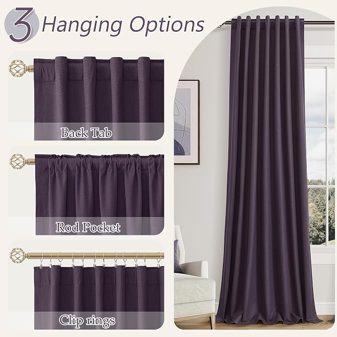 Guken 100% Blackout Curtains 108 Inch Length 2 Panels Set - Image 6