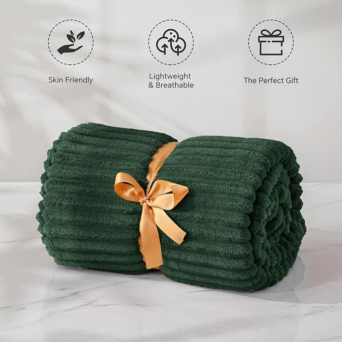 BEDELITE Fleece Blanket Twin Size – 3D Ribbed Jacquard Soft and Warm Decorative - Image 5