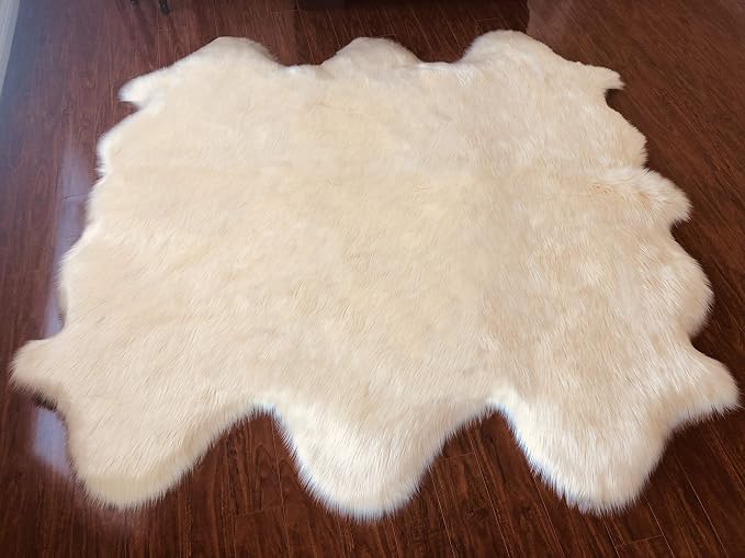 Free Shape Luxury Soft Fluffy Shag Area Rug Sexto 6 Pelts 6'x6', 180x180 cm - Image 5