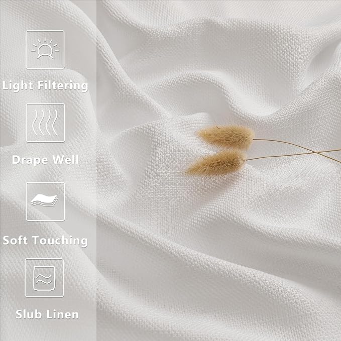 Gwine Ivory Valance Curtain, Light Filtering Faux Linen Textured Valance - Image 3