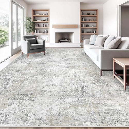 10x12 Area Rug for Living Room, Washable Modern Abstract Large Area Rug Neutral by XLUEZ