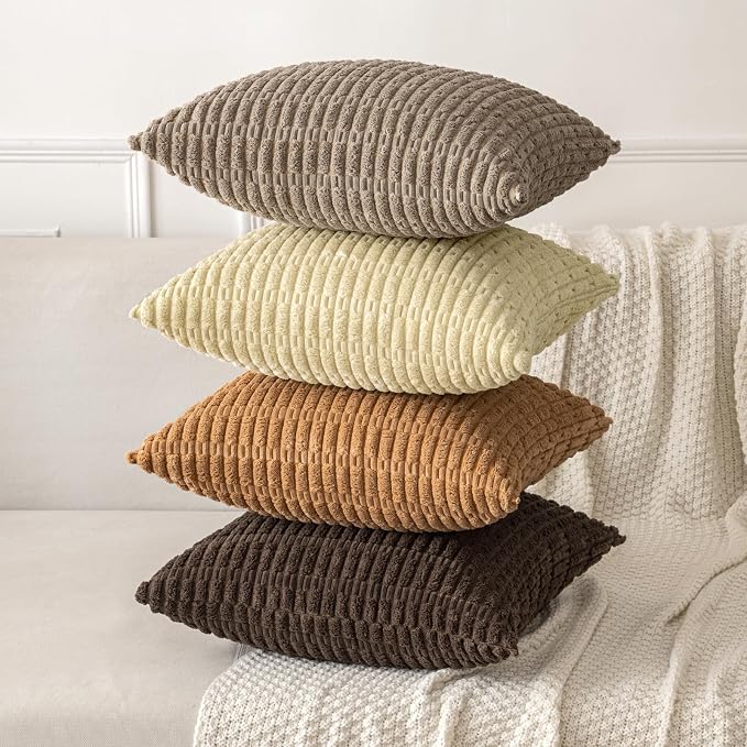 MIULEE Pack of 2 Corduroy Decorative Throw Pillow Covers 20x20 Inch Soft Boho - Image 4