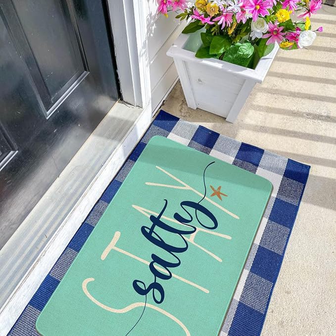 Summer Door Mat, Stay Salty Beach Ocean Indoor Outdoor Non-Slip Doormat - Image 4