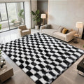 Checkered Area Rugs for Bedroom Living Room, 4x6 Black and White Fluffy Soft by Boshengya