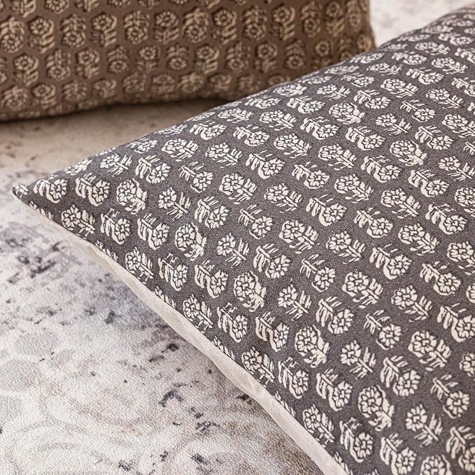 Foindtower Set of 2 Decorative Neutral Floral Print Throw Pillow Covers Vintage - Image 3