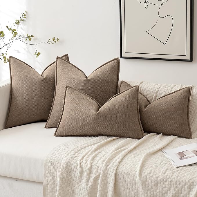 MIULEE Pack of 2 Coco Brown Decorative Lumbar Pillow Covers 12x20 Inch Soft - Image 4