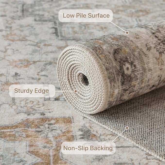 GENIMO Area Rug 20x32 inch Doormat, Machine Washable Low Pile Rugs, Small Retro - Image 3