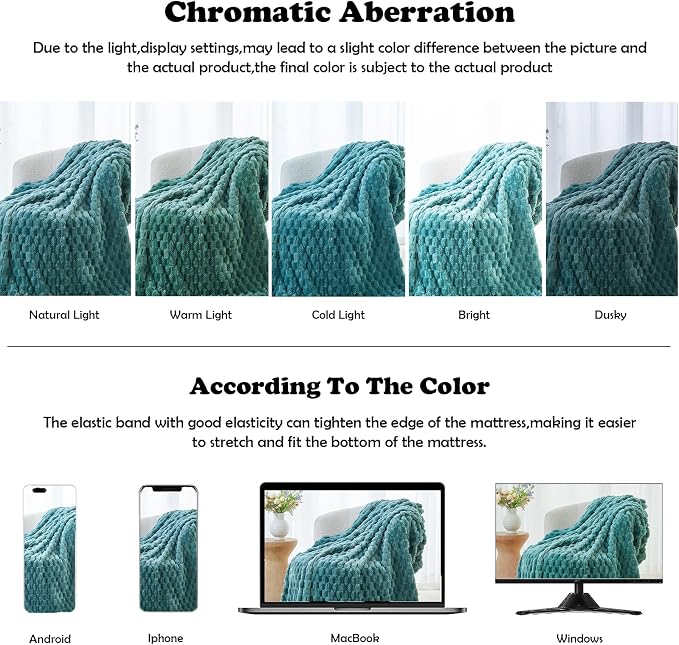 NEWCOSPLAY Super Soft King Blanket Light Teal Premium Silky Flannel Fleece 3D - Image 6