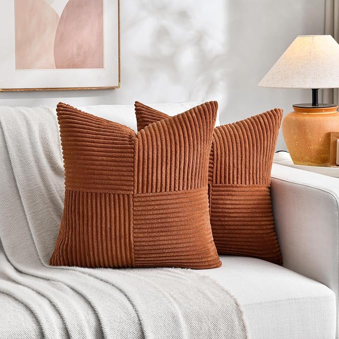 Fancy Homi 2 Packs Rust Big Decorative Throw Pillow Covers 24x24 Inch - Image 7