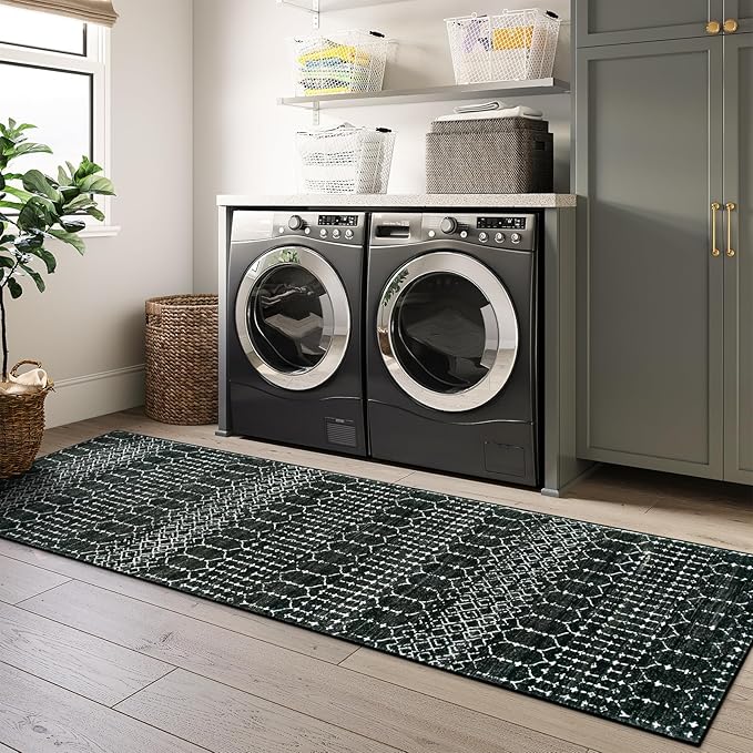 Lahome Moroccan 2x6 Black Runner Rug Non-Slip, Kitchen Rug Runner Washable - Image 6