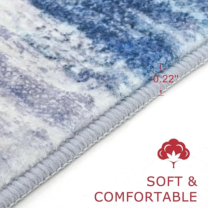 KOZYFLY Modern Abstract Washable Rug Runner 2.6x14 Hallway Rug Runner Non-Slip - Image 2
