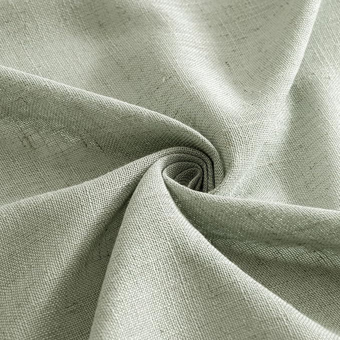 MIULEE Sage Linen Curtains 54 Inch Length 2 Panels - Image 8