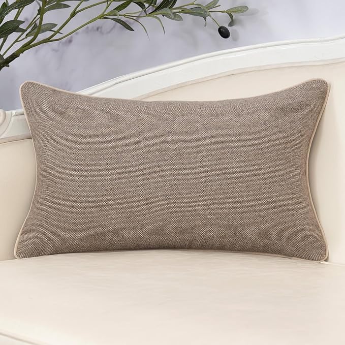 Yangest Neutral Floral Pillow Cover 12 x 20 Inches, Vintage Chenille Rectangle - Image 2