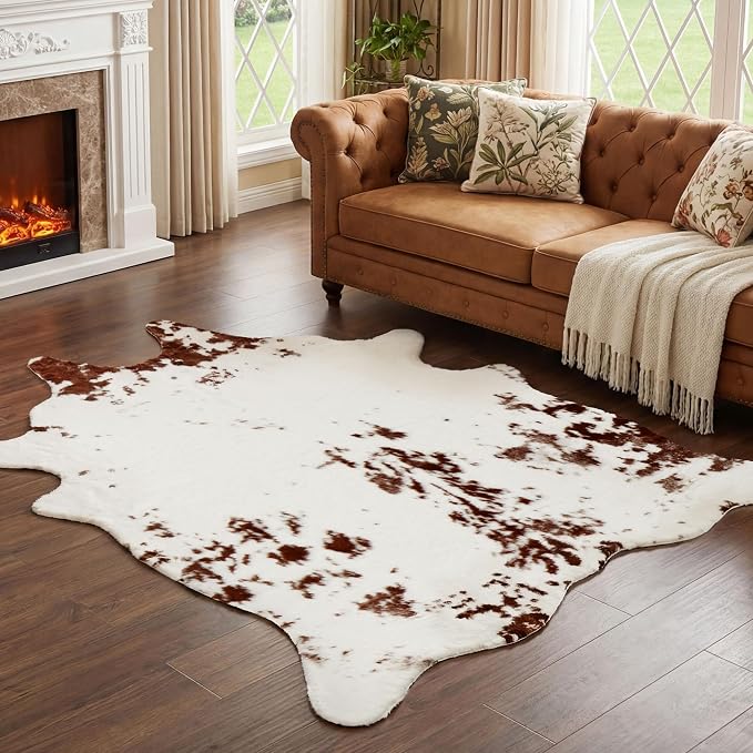 JONIYEAR Large Durable Faux Cowhide Area Rug 4.9 x 6.56 Feet, Premium Cow Print by JONIYEAR-SoftLuxury