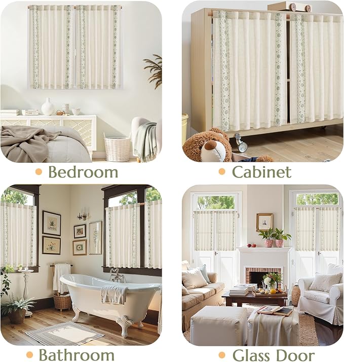 jinchan Small Window Curtains 54 Inch Length Linen Cafe Curtains - Image 8