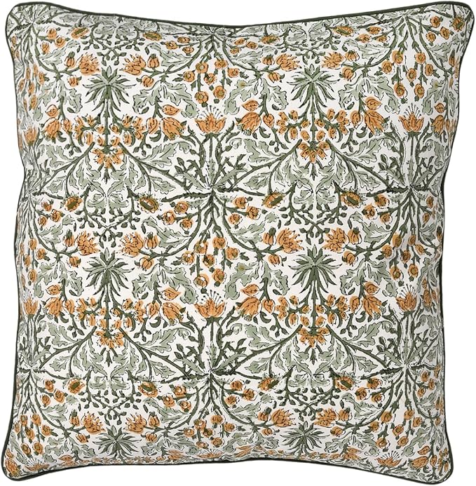 Ridhi Block Print Goldenrod Yellow Pillow Cover 24" x 24" Decorative Couch - Image 6