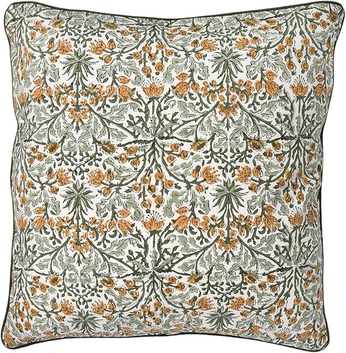 Ridhi Block Print Goldenrod Yellow Pillow Cover 18" x 18" Decorative Couch - Image 6