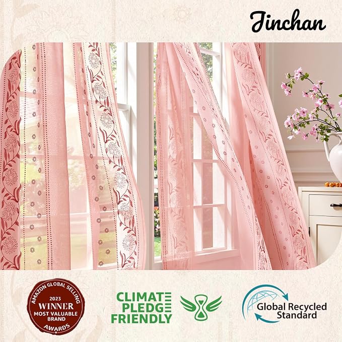 jinchan Winslow Sheer Curtains 63 Inch Length - Image 2