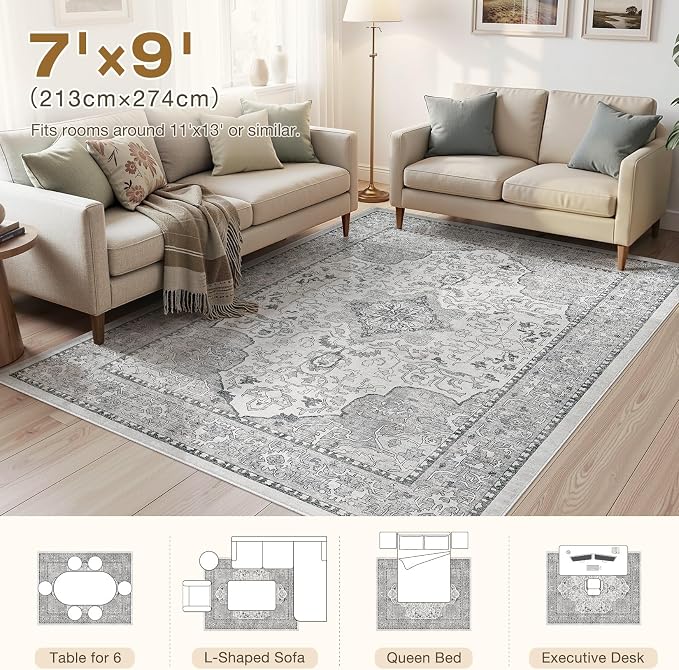 cotiled 7x9 Area Rugs Large Washable Rugs - Image 7