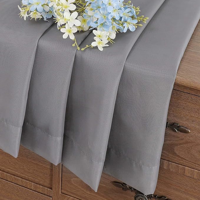 Grey Small Sheer Curtains 2 Panels, Kitchen Curtains 36 Inch Length, Elegant - Image 6