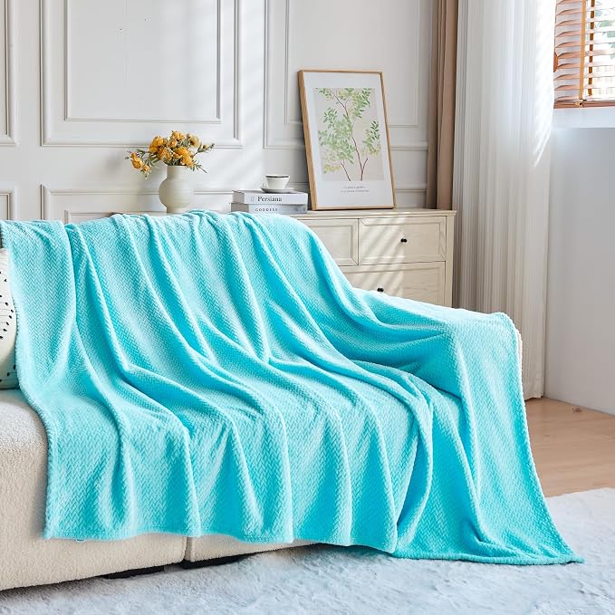 NEWCOSPLAY Super Soft King Blanket Turquoise Premium Silky Flannel Fleece - Image 9