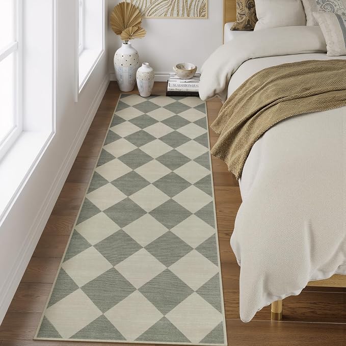 Beeiva Checkered Print Kitchen Runner Rugs Non Skid Washable 2.5x8, Ultra Thin - Image 9